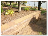 Stone Block Retaining Wall with Paver Steps